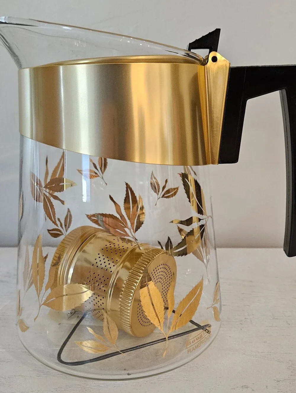 MCM David Douglas Flameproof Carafe Tea Maker or Coffee Pot & Infuser Gold Leaf